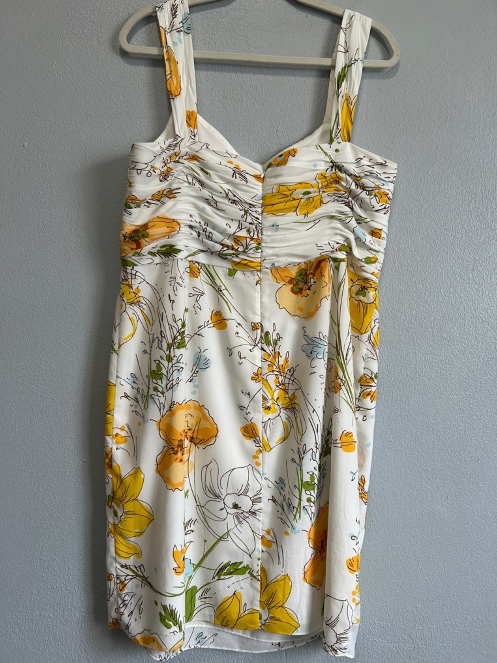 Alex Marie White Midi Dress with Yellow Floral Print Size 16 - Picture 2 of 5